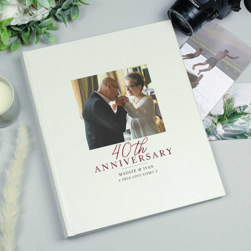 Personalised Photo Upload 40th Anniversary Traditional Photo Album - Buy Photo Frames, Albums and Guestbooks at GiftMasters.co.uk