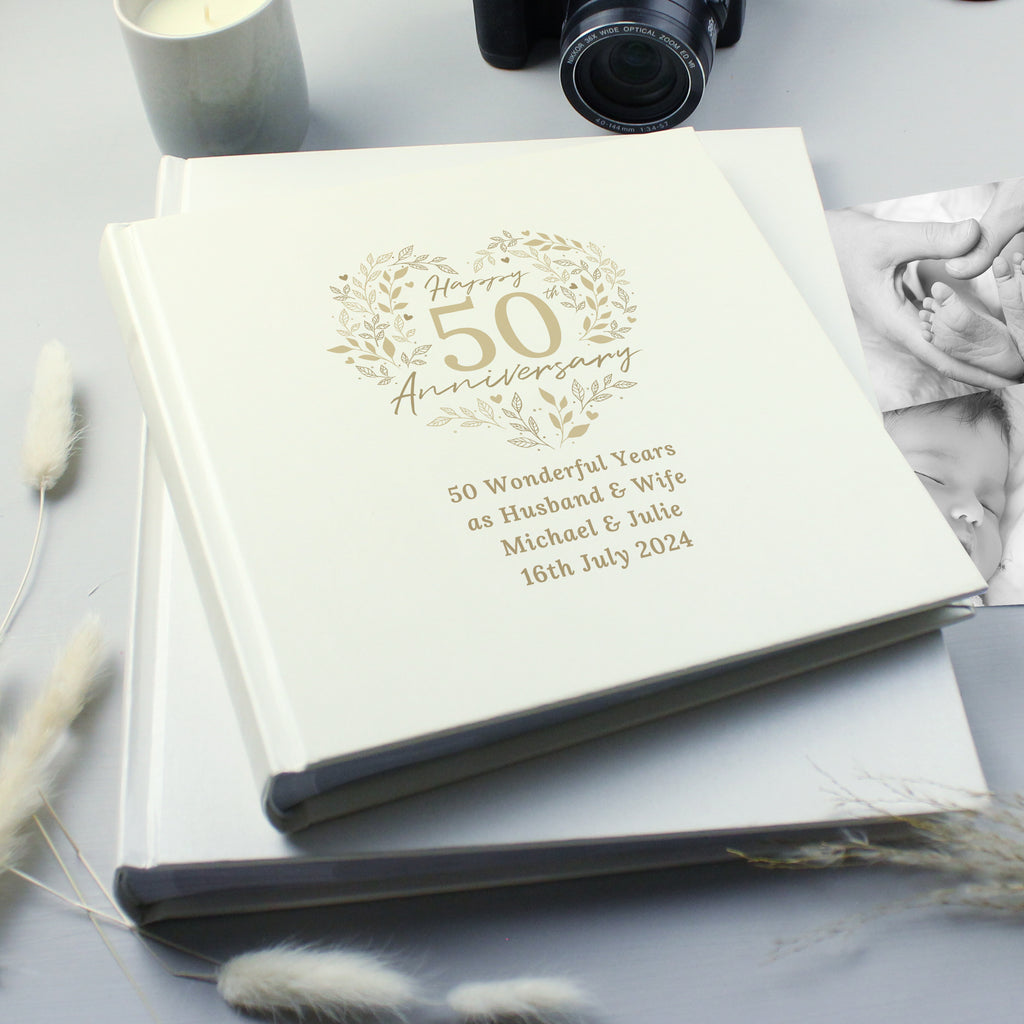 Personalised 50th Golden Wedding Anniversary Photo Album - Buy Photo Frames, Albums and Guestbooks at GiftMasters.co.uk