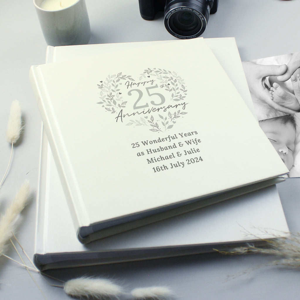 Personalised 25th Silver Wedding Anniversary Photo Album - Buy Photo Frames, Albums and Guestbooks at GiftMasters.co.uk