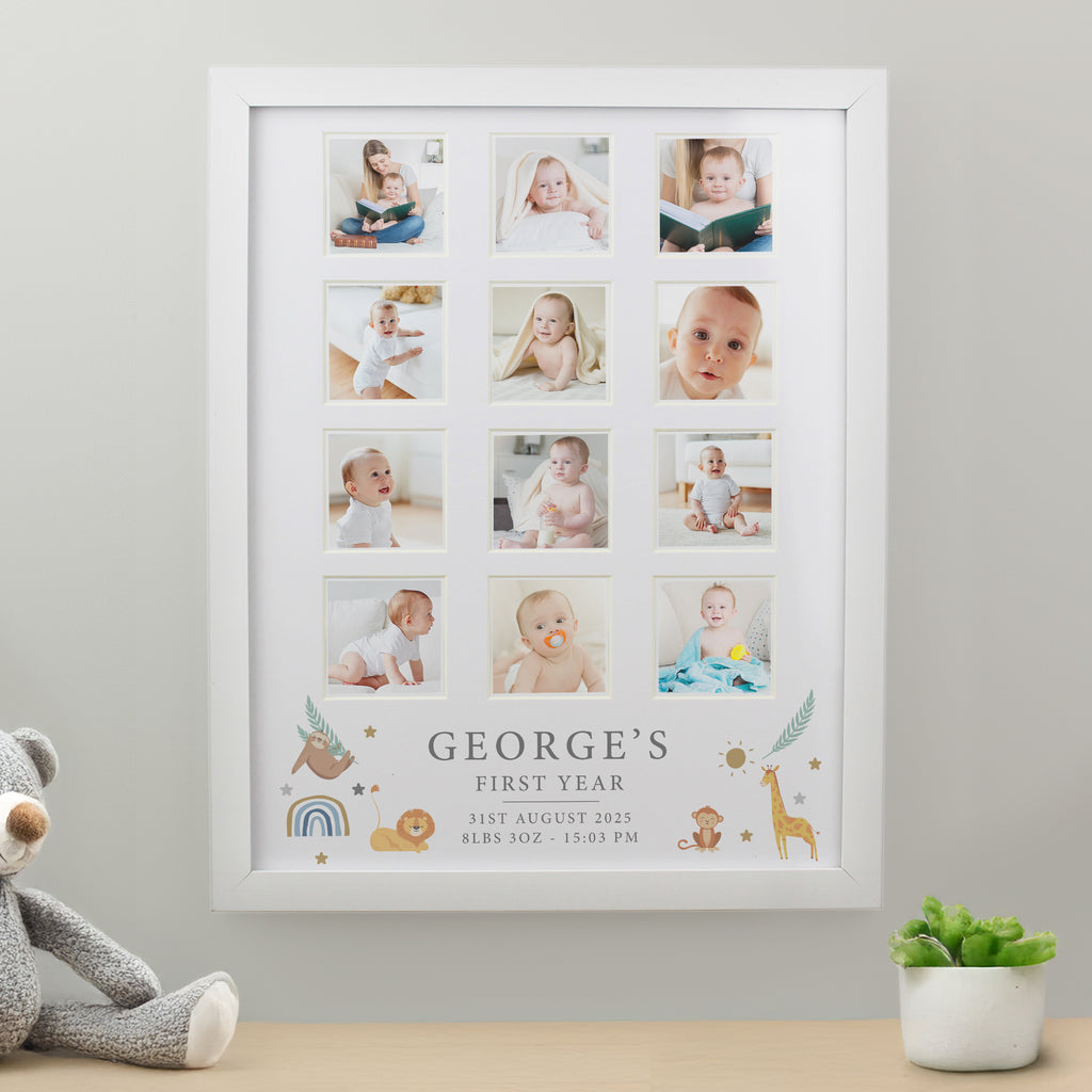 Personalised Animals White Multi Photo Frame - Buy Poster Frames at GiftMasters.co.uk