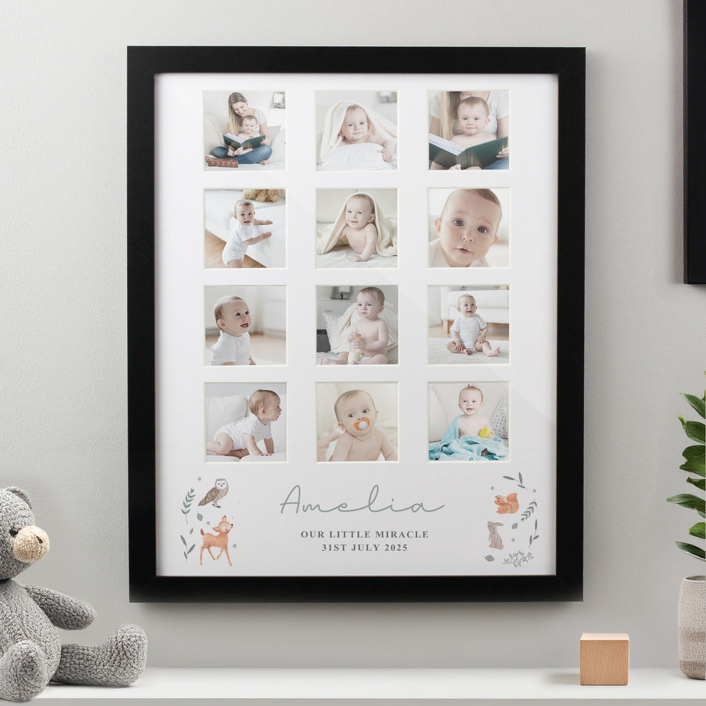 Personalised Woodland Animal Black Multi Photo Frame - Buy Photo Frames, Albums and Guestbooks at GiftMasters.co.uk