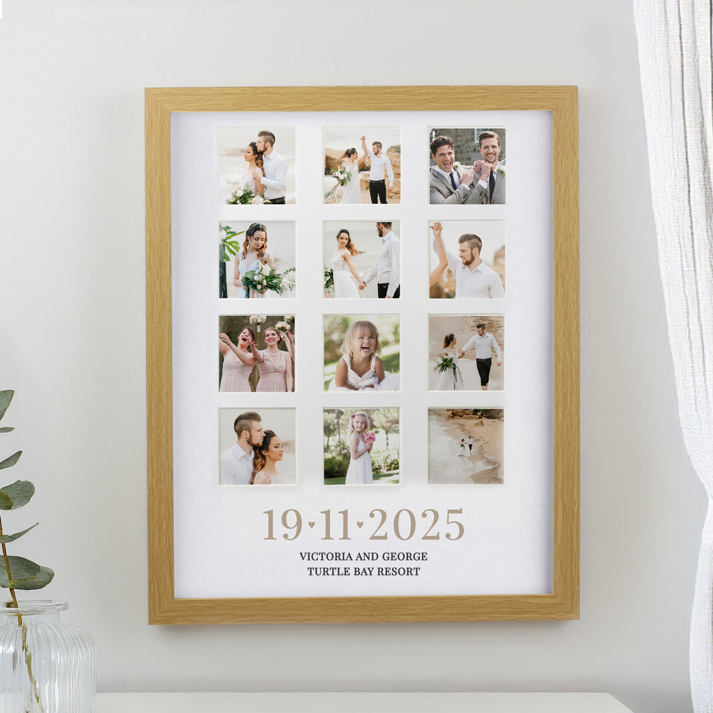 Personalised Special Date Oak Multi Photo Frame - Buy Poster Frames at GiftMasters.co.uk