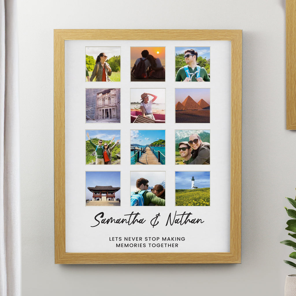Personalised Oak Multi Photo Frame - Buy Poster Frames at GiftMasters.co.uk