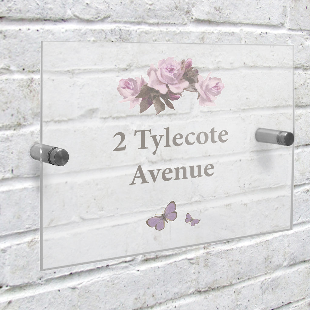 Personalised Vintage Rose Acrylic House Sign - Buy Hanging Decorations & Signs at GiftMasters.co.uk