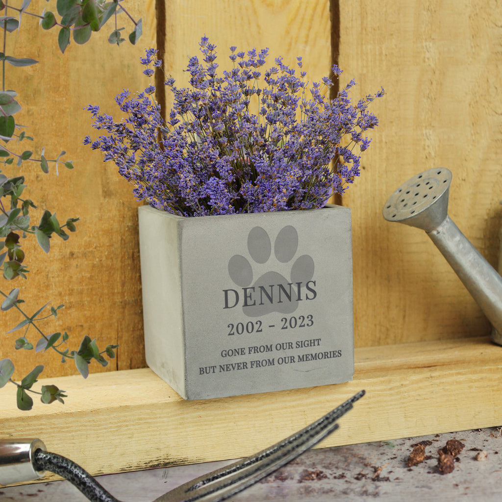 Personalised Pet Memorial Concrete Plant Pot - Buy Vases at GiftMasters.co.uk