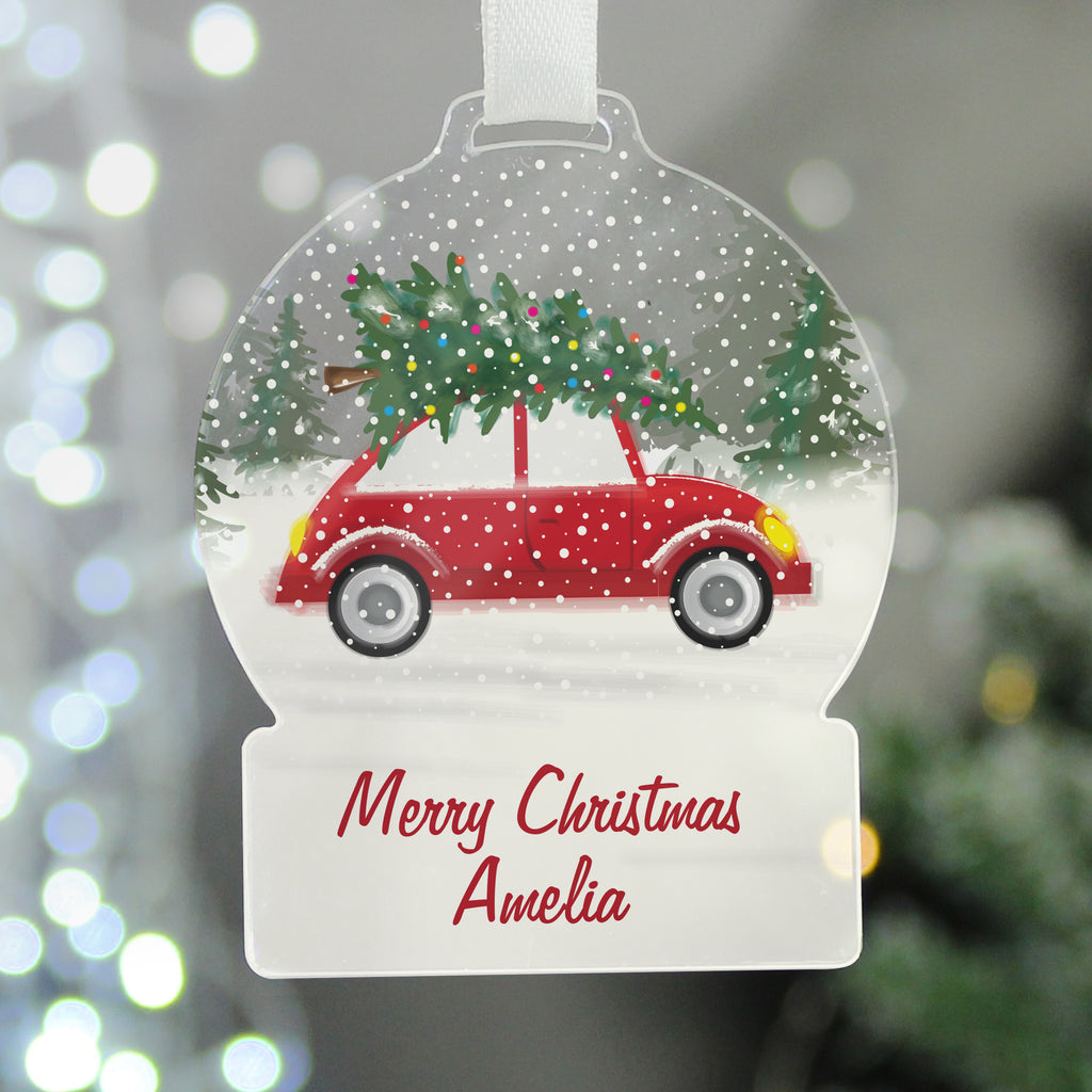 Personalised Driving Home For Christmas Acrylic Snow globe Decoration - Buy Christmas Decorations at GiftMasters.co.uk