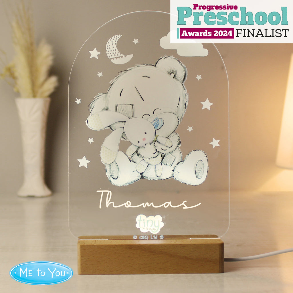 Personalised Tiny Tatty Teddy Wooden Based LED Light - Buy LED Lights, Candles & Decorations at GiftMasters.co.uk