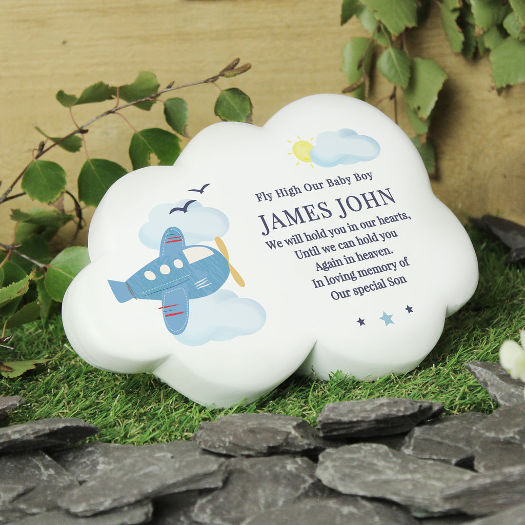 Personalised Plane Resin Memorial Cloud - Buy Ornaments at GiftMasters.co.uk