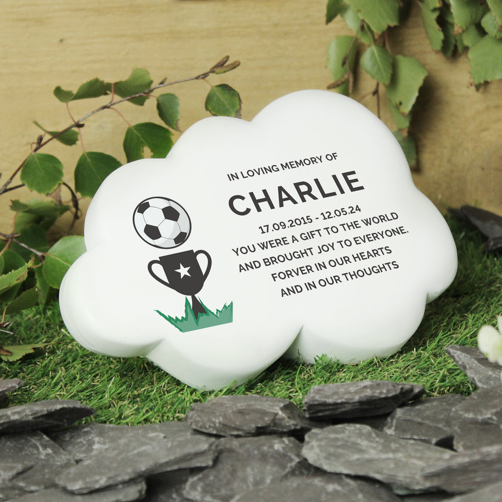 Personalised Football Resin Memorial Cloud - Buy Ornaments at GiftMasters.co.uk