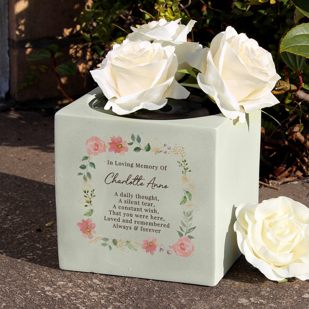 Personalised Floral Memorial Vase - Buy Vases at GiftMasters.co.uk
