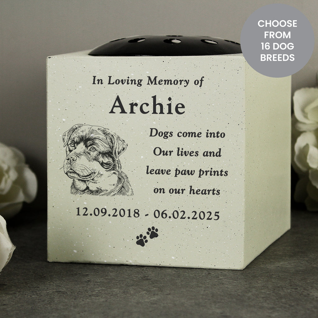 Personalised Dog Breed Memorial Garden Vase - Buy Vases at GiftMasters.co.uk