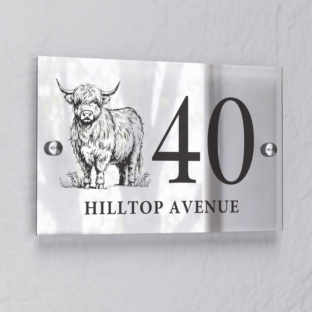 Personalised Highland Cow Acrylic House Sign - Buy Hanging Decorations & Signs at GiftMasters.co.uk