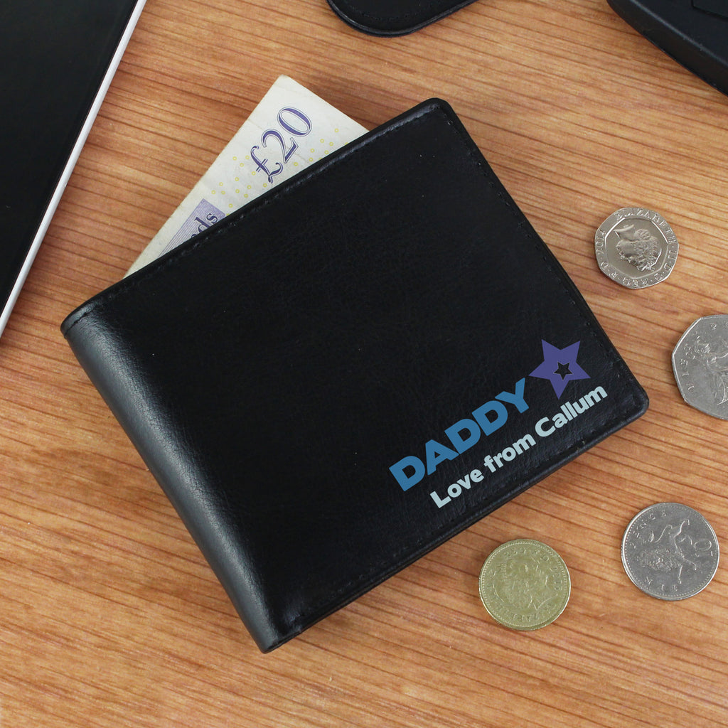 Personalised Blue Worlds Best Dad Leather Wallet - Buy Leather & Leatherette at GiftMasters.co.uk