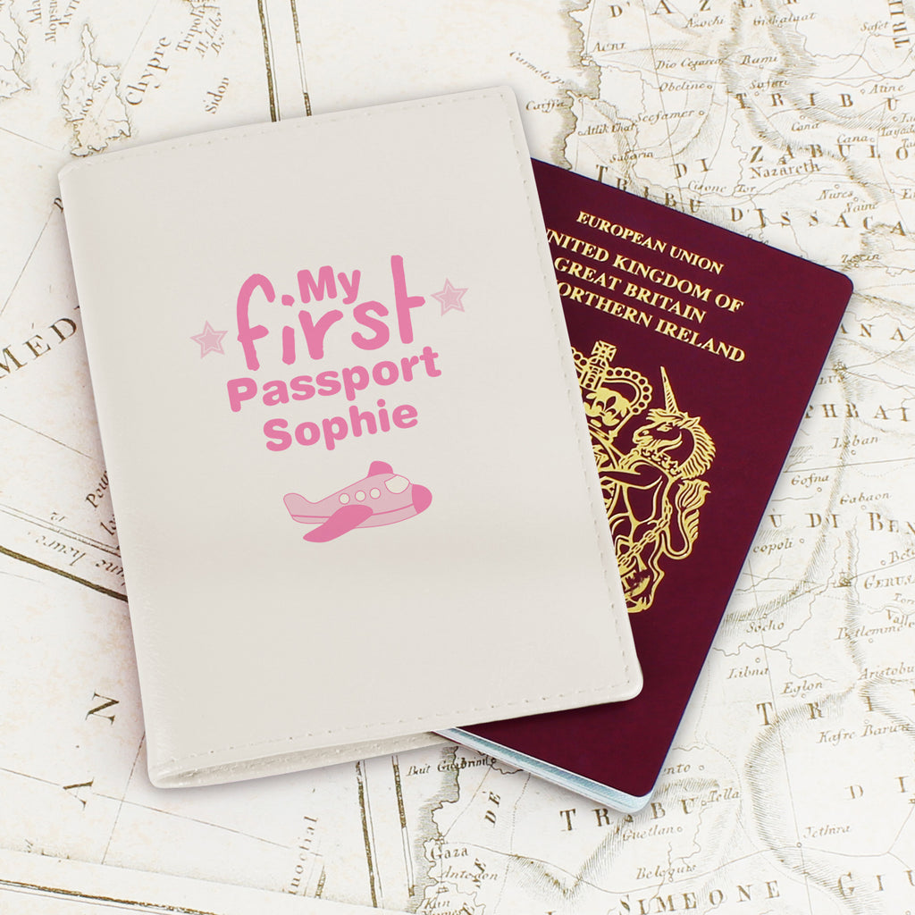 Personalised My First Cream Passport Holder - Buy Leather & Leatherette at GiftMasters.co.uk