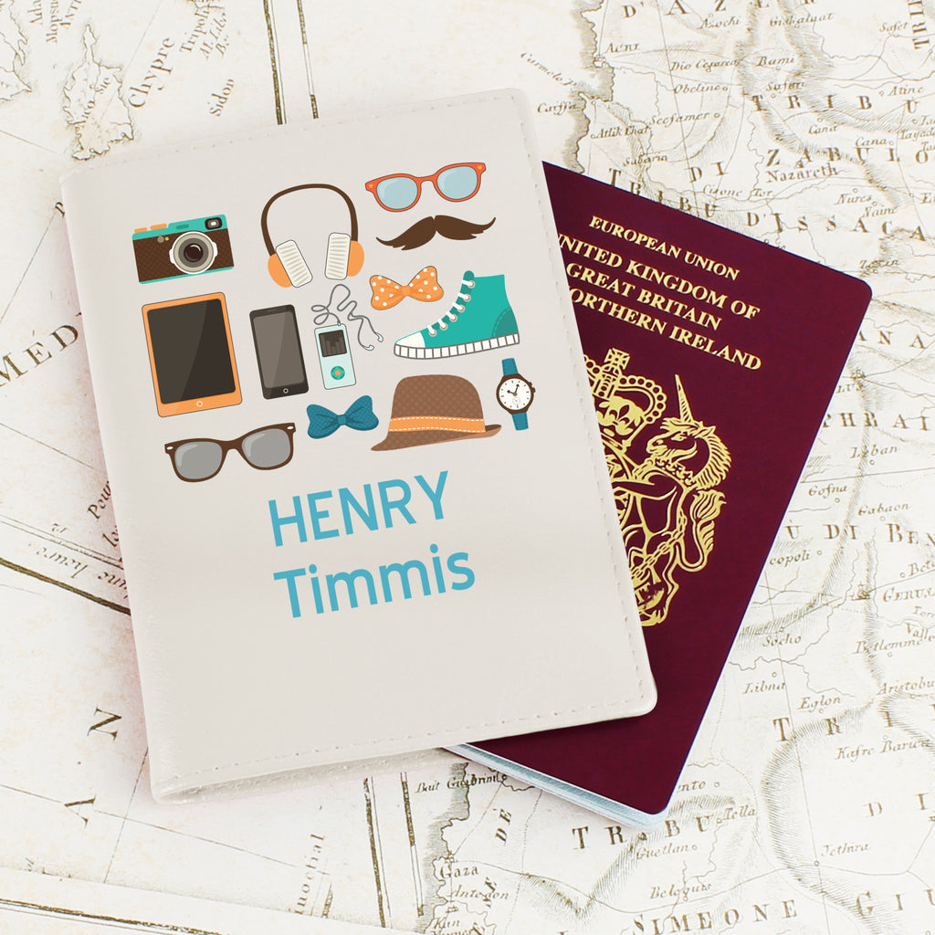 Personalised Male Essentials Cream Passport Holder - Buy Leather & Leatherette at GiftMasters.co.uk