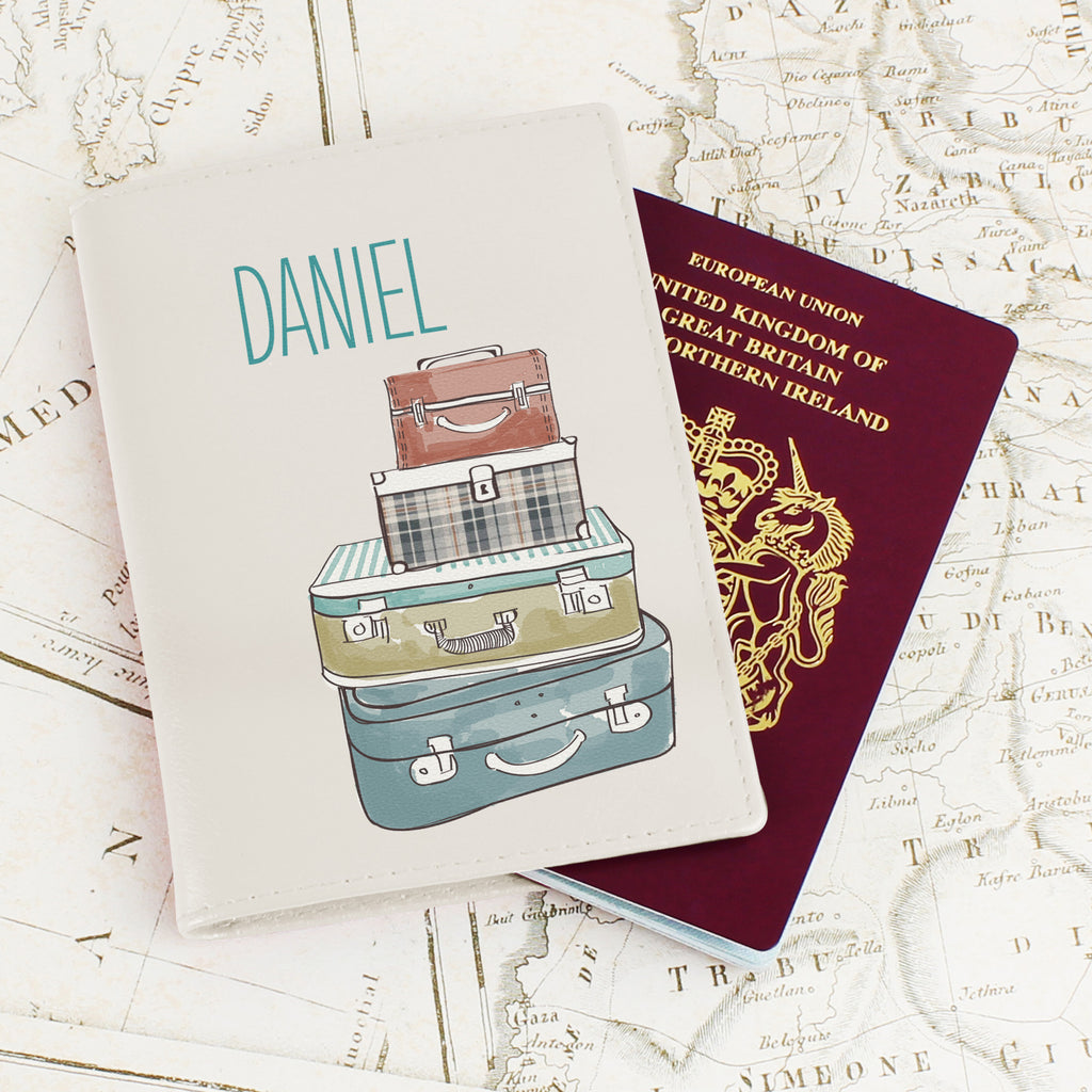 Personalised Suitcases Cream Passport Holder - Buy Leather & Leatherette at GiftMasters.co.uk
