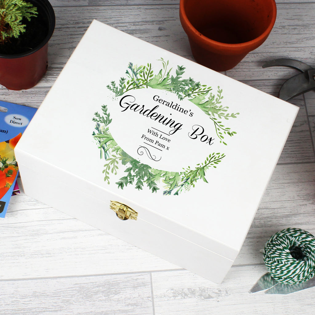 Personalised Fresh Botanical White Wooden Keepsake Box - Buy Trinket, Jewellery & Keepsake Boxes at GiftMasters.co.uk