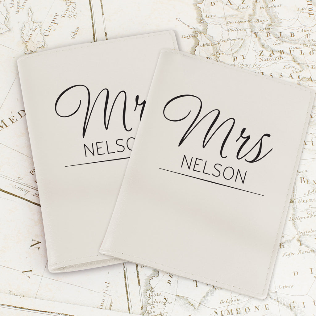 Personalised Classic Mr & Mrs Cream Passport Holders - Buy Leather & Leatherette at GiftMasters.co.uk