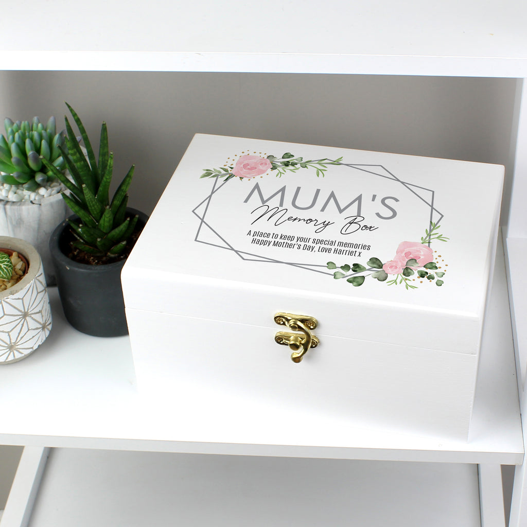 Personalised Abstract Rose White Wooden Keepsake Box - Buy Trinket, Jewellery & Keepsake Boxes at GiftMasters.co.uk