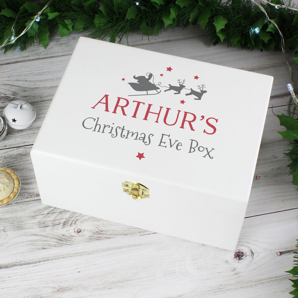 Personalised Christmas Eve White Wooden  Box - Buy Christmas Decorations at GiftMasters.co.uk