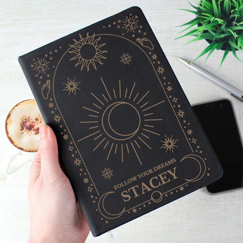 Personalised Celestial Black Hardback Notebook - Buy Stationery & Pens at GiftMasters.co.uk