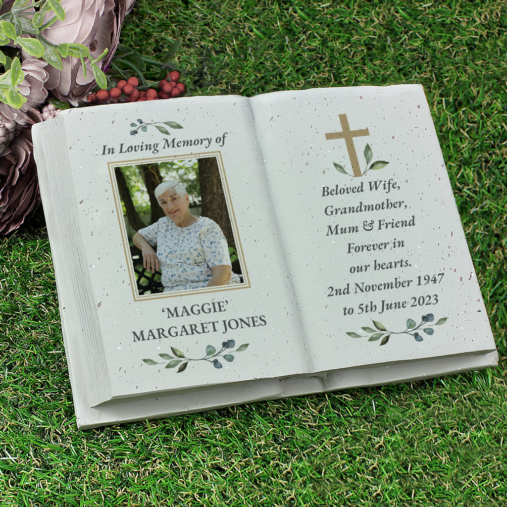 Personalised Memorial Cross Photo Upload Resin Book - Buy Photo Upload Products at GiftMasters.co.uk