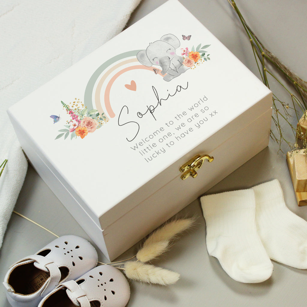 Personalised Elephant Wooden Keepsake Box - Buy Storage at GiftMasters.co.uk