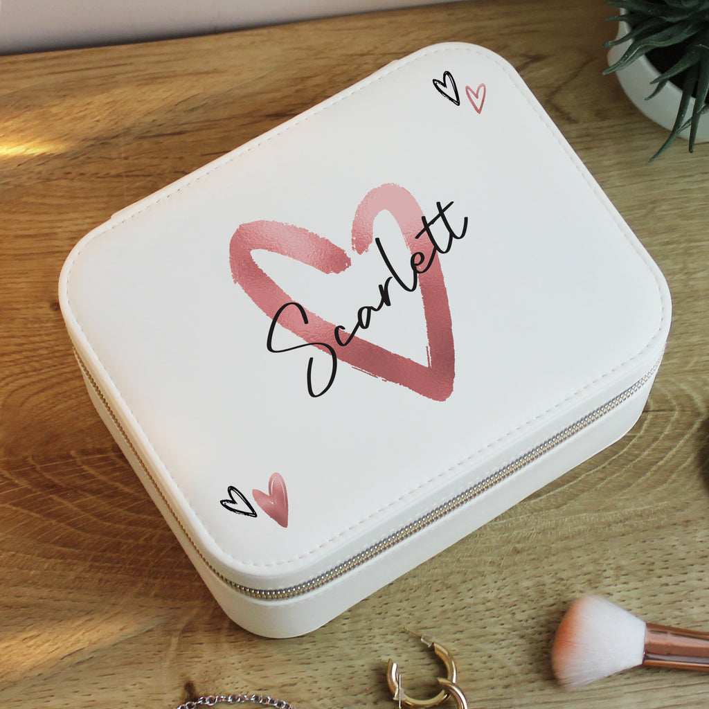 Personalised Heart Travel Jewellery Box - Buy Trinket, Jewellery & Keepsake Boxes at GiftMasters.co.uk