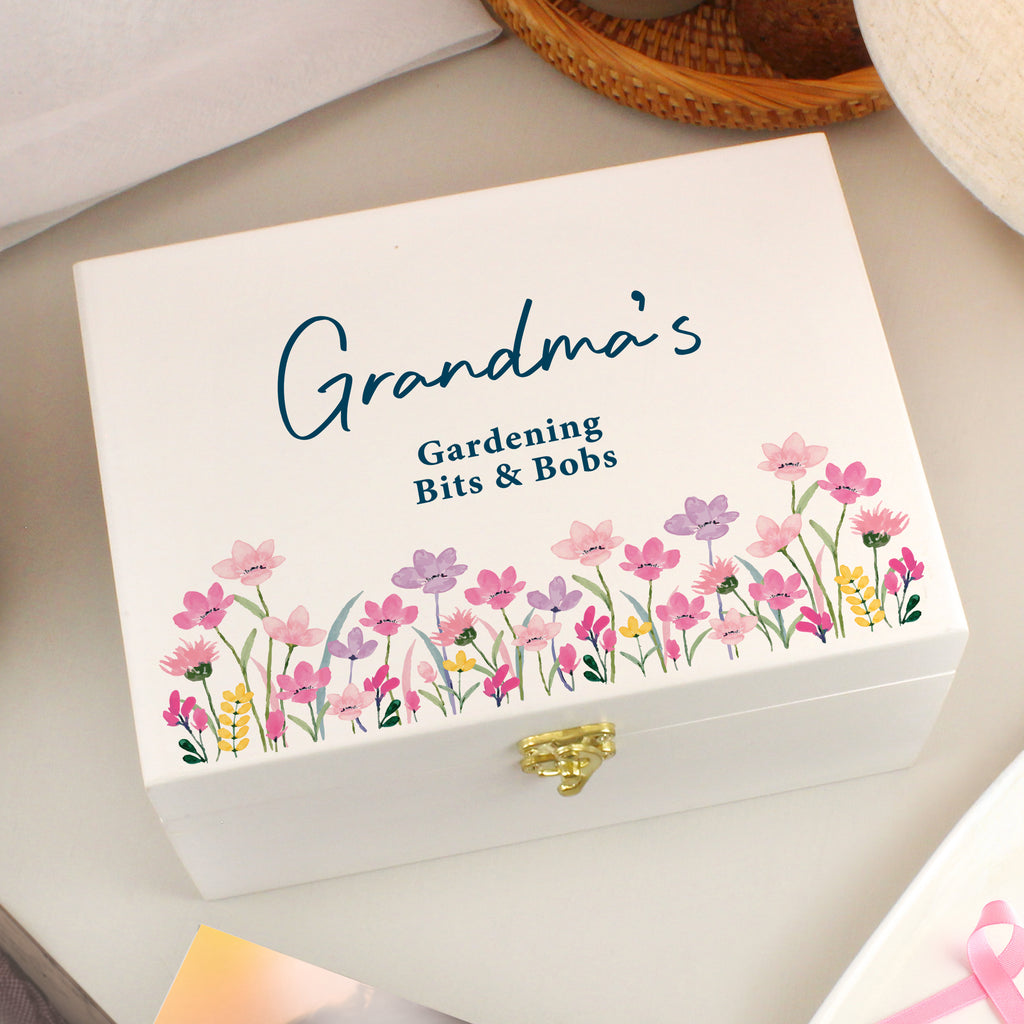 Personalised Floral Wooden Keepsake Box - Buy Trinket, Jewellery & Keepsake Boxes at GiftMasters.co.uk