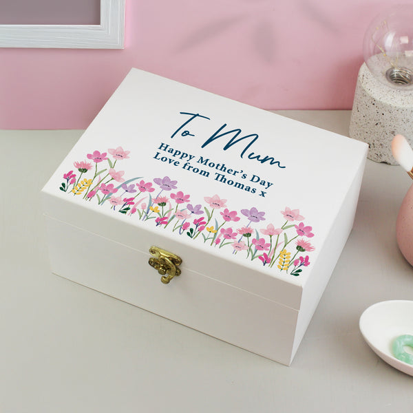 Personalised Floral Wooden Keepsake Box
