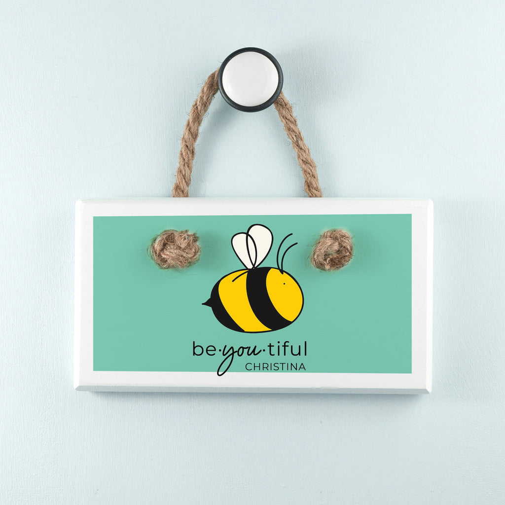 Bee You White Hanging Sign - Buy Wooden Decorations at GiftMasters.co.uk