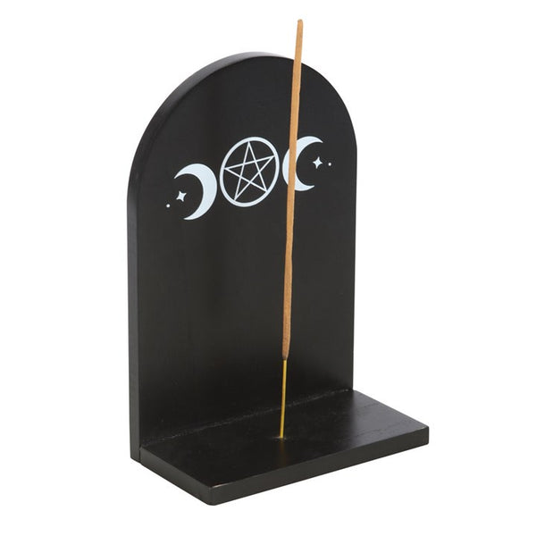 Black Triple Moon Incense Holder Shelf - GiftMasters.co.uk