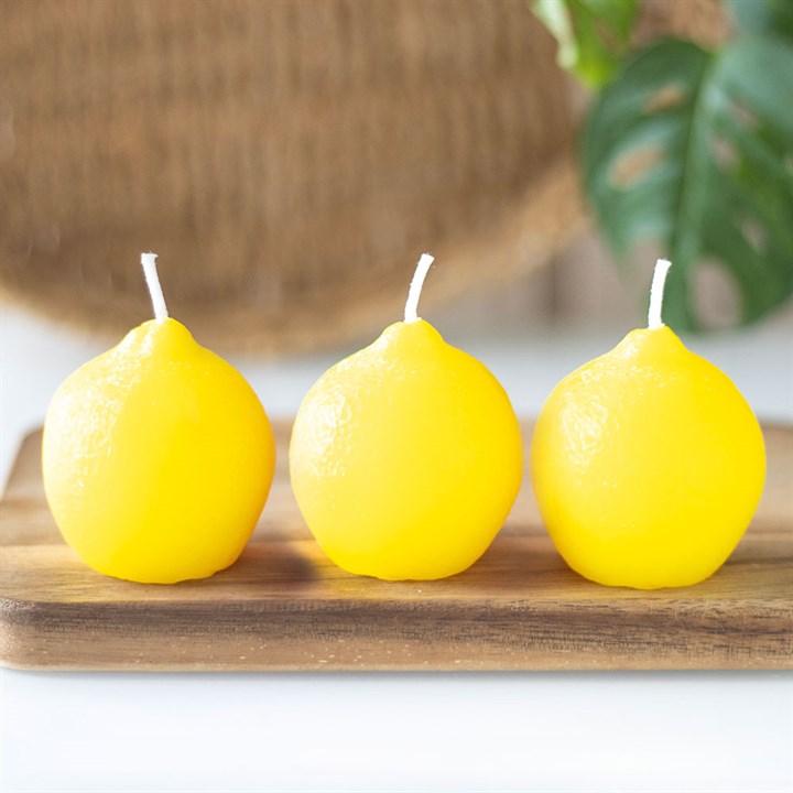 Set of 3 Lemon Shaped Candles - Buy  at GiftMasters.co.uk