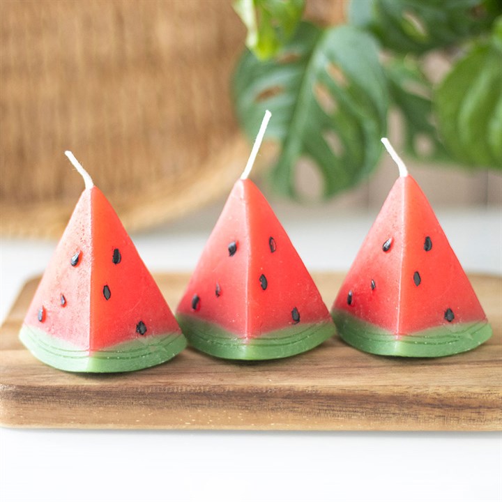 Set of 3 Watermelon Shaped Candles - Buy  at GiftMasters.co.uk
