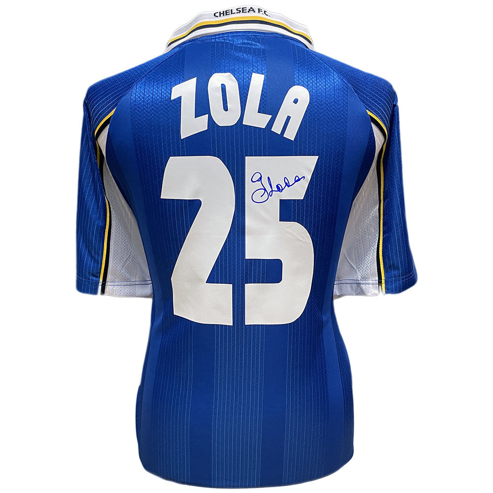 Chelsea FC 1998 UEFA Cup Winners' Cup Final Zola Signed Shirt - Buy Shirts at GiftMasters.co.uk