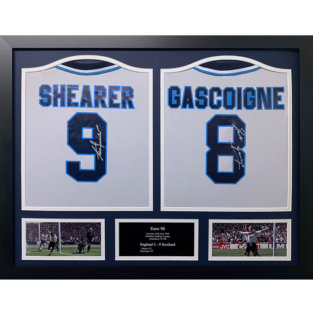 England FA 1996 Shearer & Gascoigne Signed Shirts (Dual Framed) - Buy Shirts at GiftMasters.co.uk
