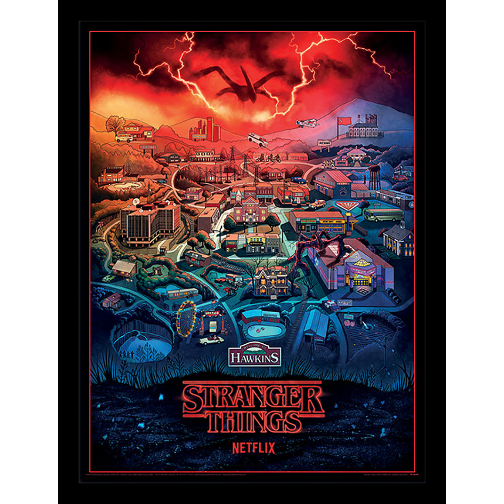 Stranger Things Framed Picture 16 x 12 Hawkins - Buy Pictures at GiftMasters.co.uk