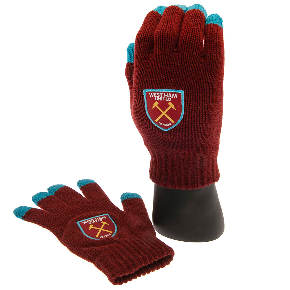West Ham United FC Touchscreen Knitted Gloves Junior - Buy Gloves & Scarves at GiftMasters.co.uk