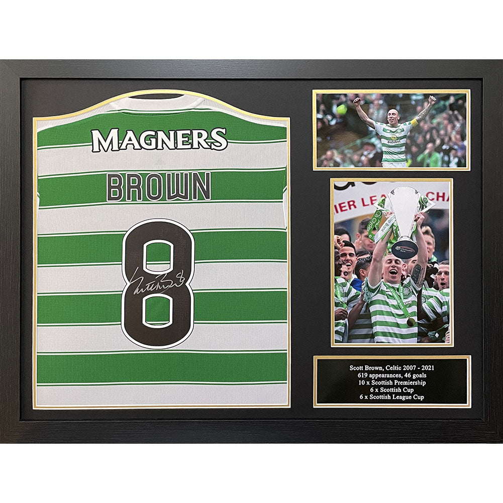 Celtic FC Brown Signed Shirt (Framed) - Buy Shirts at GiftMasters.co.uk