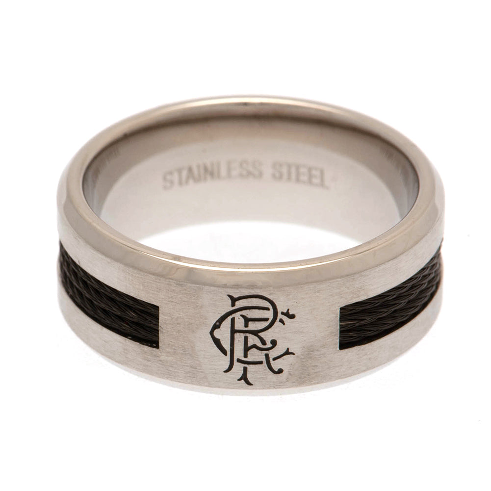 Rangers FC Black Inlay Ring - Buy Stainless Steel at GiftMasters.co.uk