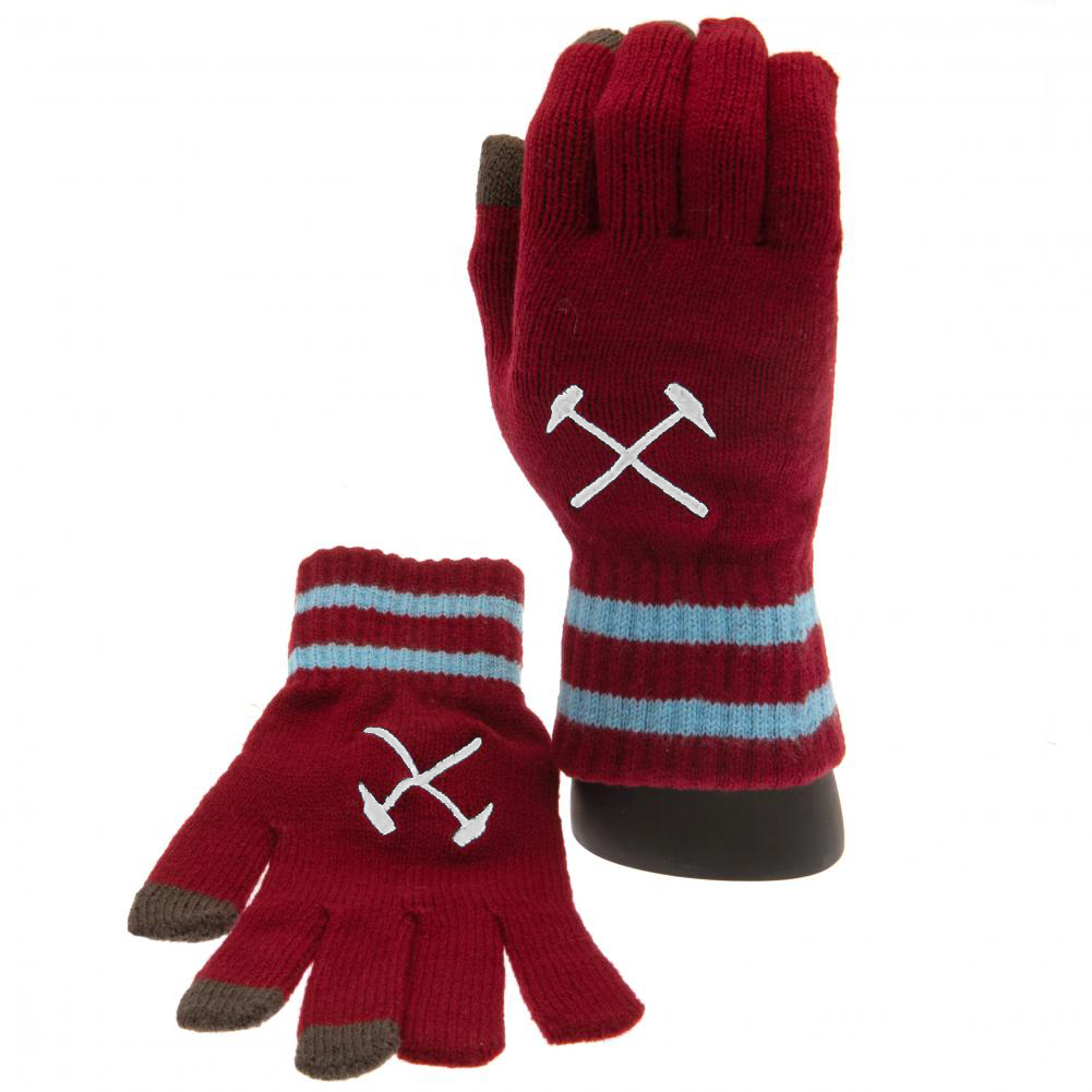 West Ham United FC Touchscreen Knitted Gloves Youths - Buy Gloves & Scarves at GiftMasters.co.uk