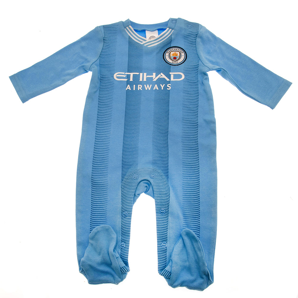 Manchester City FC Sleepsuit 0/3 mths ES - Buy Bodysuits & Sleepsuits at GiftMasters.co.uk