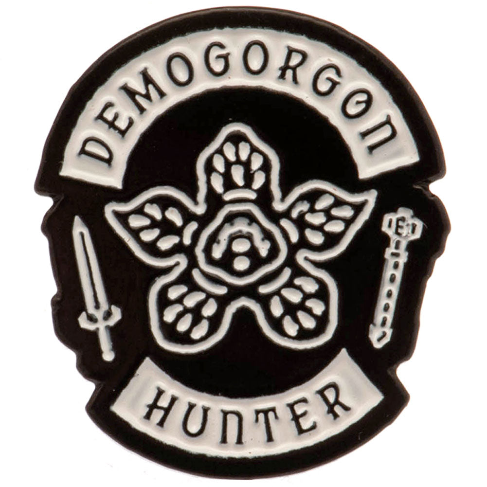 Stranger Things Demogorgon Hunter Pin Badge - Buy  at GiftMasters.co.uk