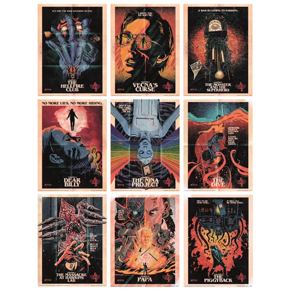 Stranger Things 4 Set of 9 Collector Prints - Buy Pictures at GiftMasters.co.uk