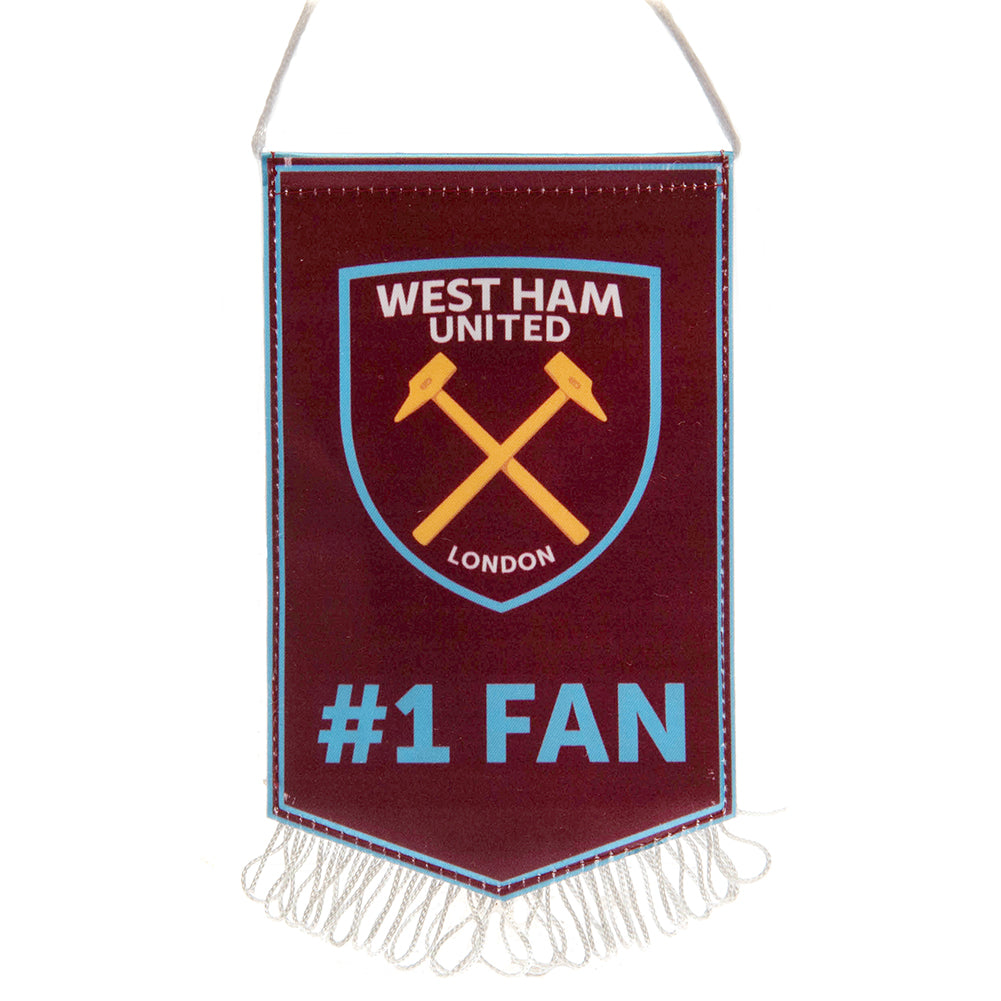 West Ham United FC No.1 Fan Mini Pennant - Buy Pennants at GiftMasters.co.uk