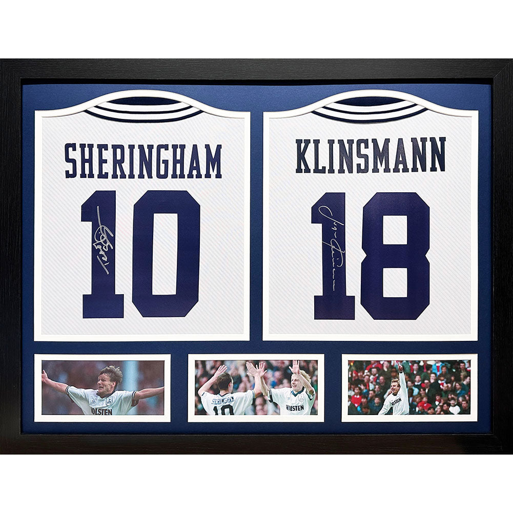 Tottenham Hotspur FC 1994 Klinsmann & Sheringham Signed Shirts (Dual Framed) - Buy Shirts at GiftMasters.co.uk
