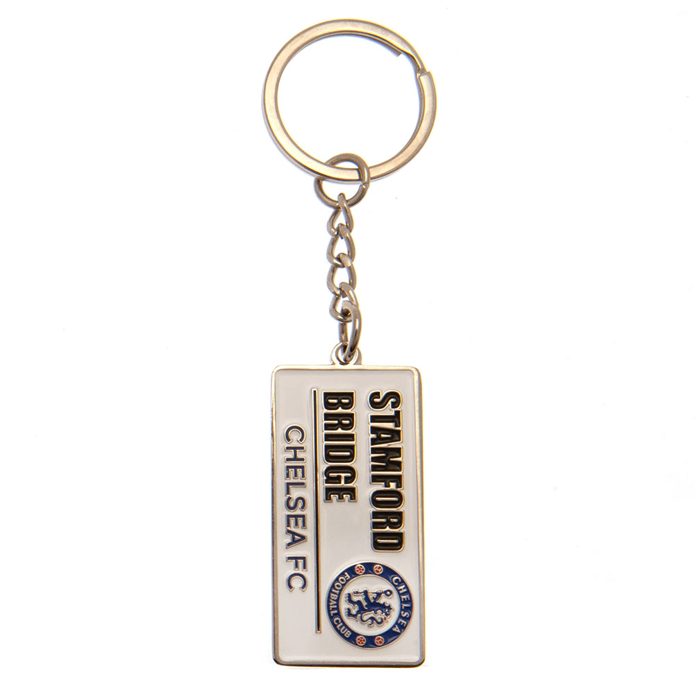 Chelsea FC Embossed Street Sign Keyring - Buy Keyrings at GiftMasters.co.uk