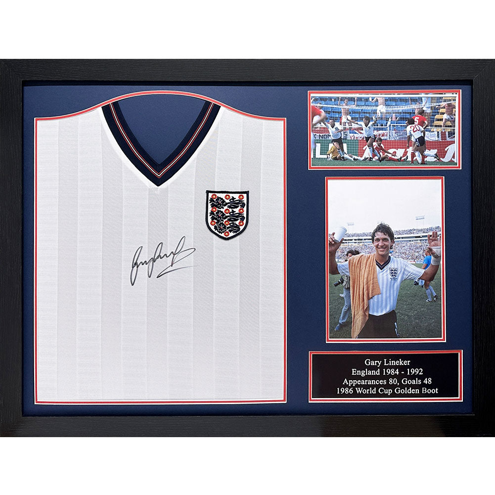 England FA 1986 Lineker Signed Shirt (Framed) - Buy Shirts at GiftMasters.co.uk