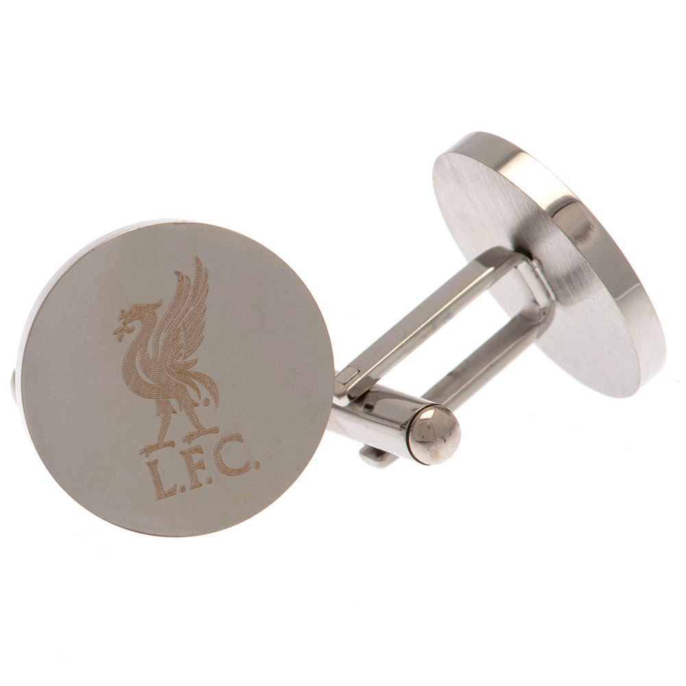 Liverpool FC Stainless Steel Round Cufflinks - Buy Cufflinks at GiftMasters.co.uk