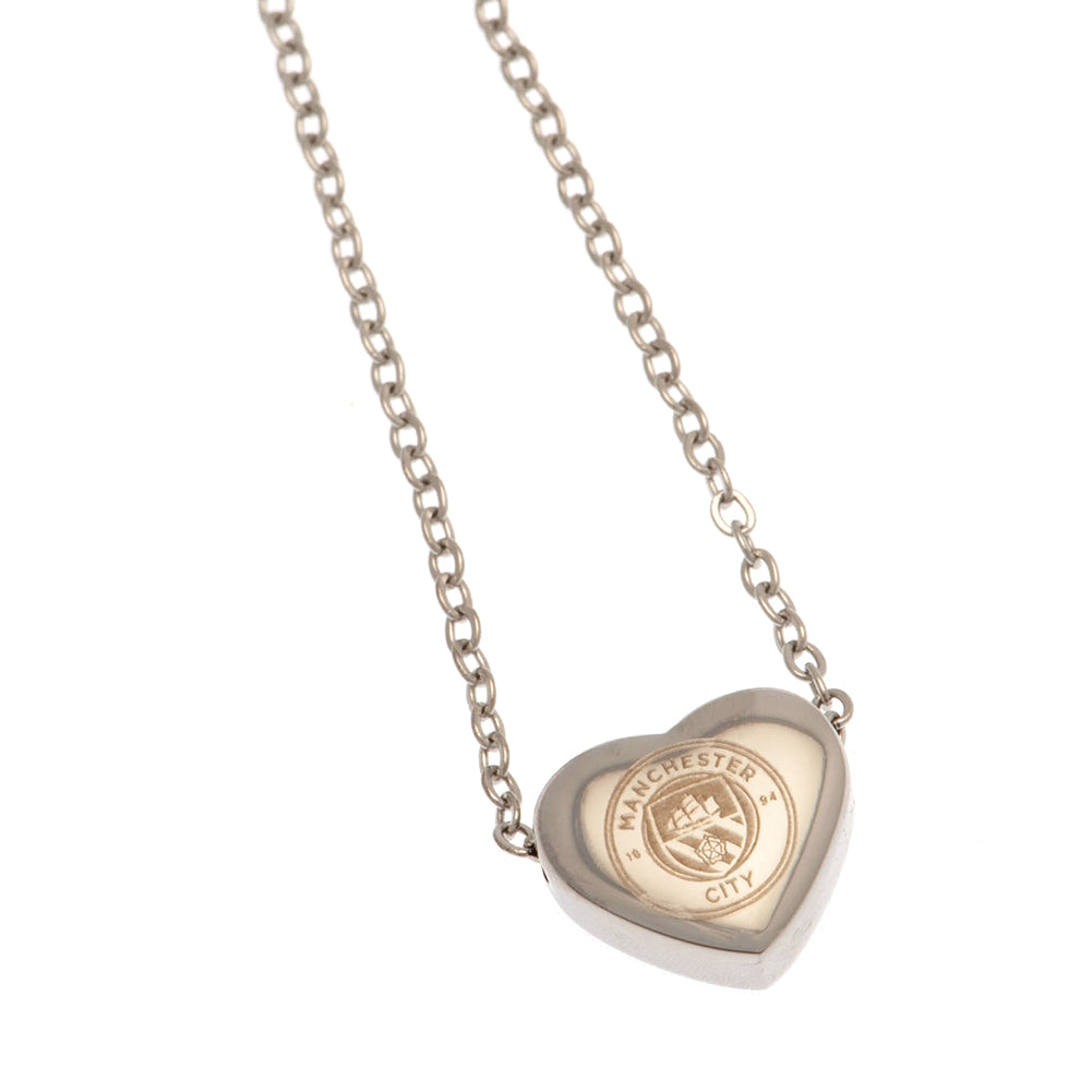 Manchester City FC Stainless Steel Heart Necklace - Buy Stainless Steel at GiftMasters.co.uk